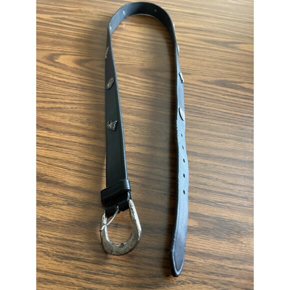 Surrey black leather belt with silver tone cabochons and buckle size XL 40/42 - Picture 1 of 6